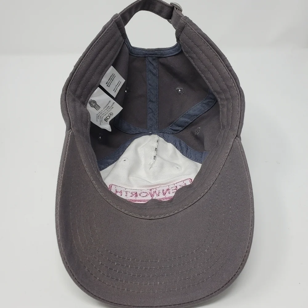 NWT KENWORTH GREY STRIPE COTTON PATCH ADJUSTABLE BASEBALL HAT WOMAN OS TRUCKER